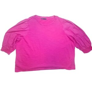 M&S Collection Vibrant Fuchsia Pink Textured Top with Smocked Cuffs - Size 22